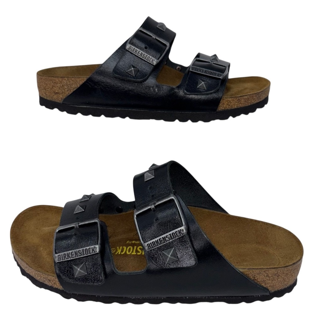 Birkenstock Arizona Studded Black Leather Sandals EU 37 US 6 Narrow Punk Rare